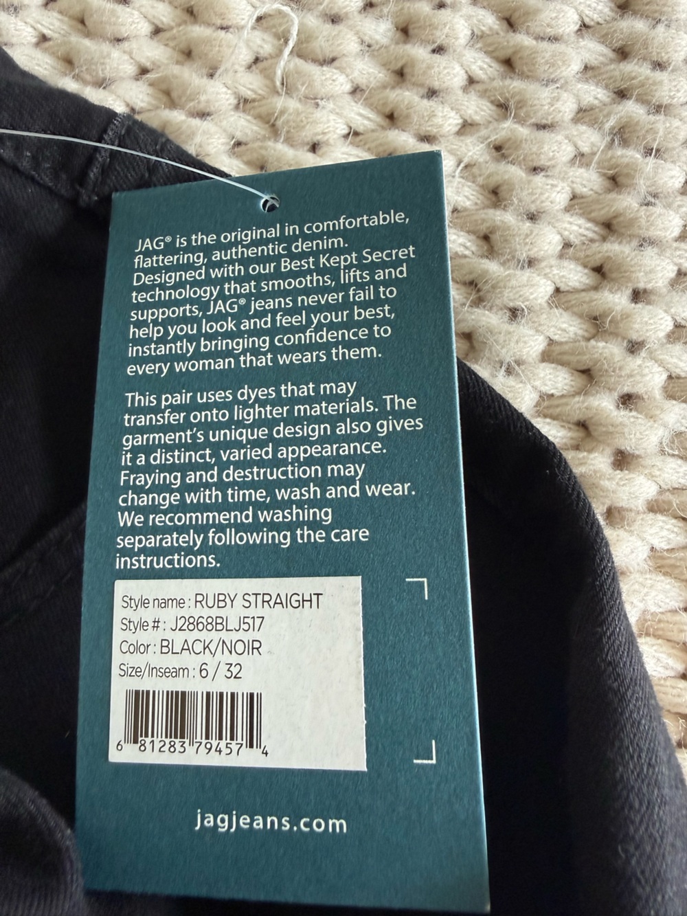 Jag Jeans Ruby Mid Rise Straight Jeans - Black